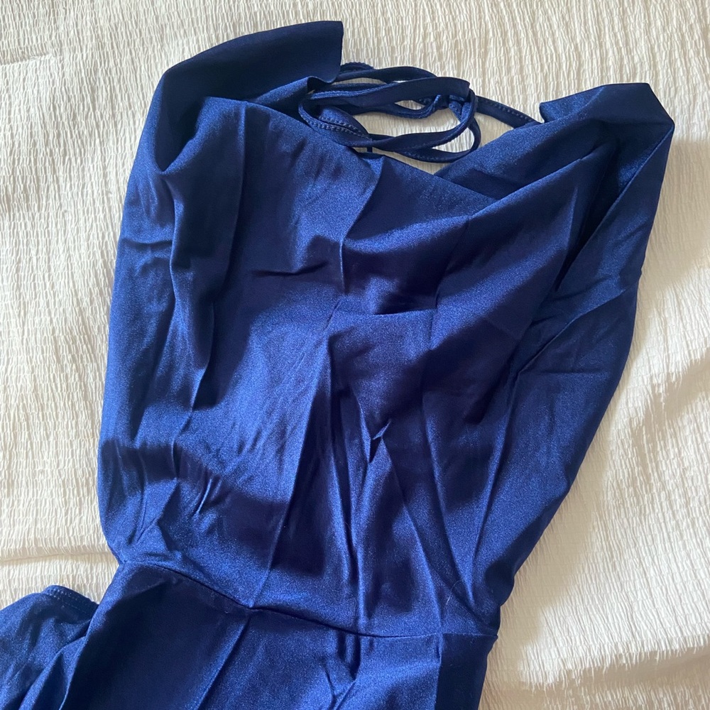 floor length navy blue formal dress